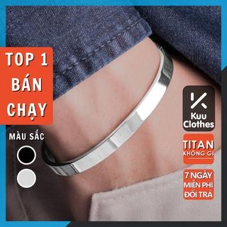 Vòng Tay Nam Lắc Tay Unisex Thời Trang Vòng Tay Nam Nữ Basic Kuu Clothes Màu Bạc Đen Titan - Vòng Plain