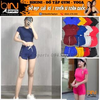 Set Bộ Aó croptop, Quần Đùi 2 Lớp Nữ Tập Yoga, Gym, Aerobic Thể Thao Bin Sports BN018