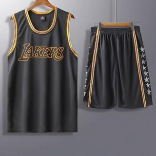 Bộ quần áo bóng rổ Lakers Đen NBA trơn không số Los Angels Lakers nam nữ vải mè thoáng mát thấm mồ hôi tốt