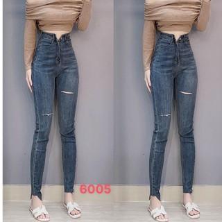 Quần jeans nữ rách , quần jean nữ lưng cao ôm dáng , quần cạp cao chất denim co giãn T-Fashion Shop