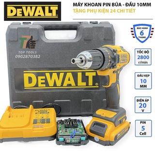 Máy khoan Pin Dewalt, Máy khoan Pin không chổi than, Máy khoan Pin cầm tay đầu 10mm có tặng kèm bộ phụ kiện 24 chi tiết