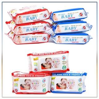 Khăn ướt Baby Thiên Phúc 100 tờ, khăn giấy ướt mini, khăn ướt không mùi, Date mới, hàng chính hãng