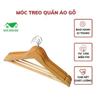 Móc treo quần áo gỗ chống mối mọt, sơn phủ bóng cao cấp l Móc quần áo bằng gỗ bề mặt nhẵn, không xước vải, có rãnh 2 đầu