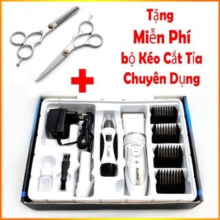 Tông Đơ Cắt Tóc Chuyên Nghiệp Kemei 6689 ( Lưỡi Gốm )Tặng Combo Kéo + 1 Máy Tỉa Lông Mũi + 1 Pin Dự Phòng