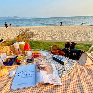 Khăn trải bàn vải hoạ tiết caro nhiều màu, thảm trải picnic, phông nền chụp ảnh phong cách Hàn Quốc