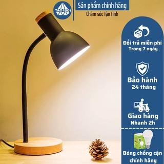 Đèn bàn học đế gỗ, đèn led để bàn làm việc đọc sách phù hợp bảo vệ mắt chống cận, decor