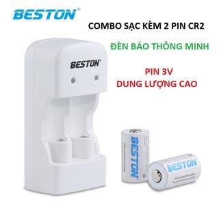 Bộ 2 pin sạc CR2 kèm sạc Beston CD643 dùng cho máy ảnh, camera, thiết bị đo, đèn pin, ống nhòm