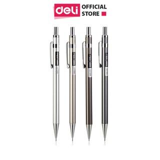 Bút chì kim học sinh Deli kèm đầu tẩy - Ngòi 0.5/0.7mm - Vỏ kim loại không hao mòn chống gỉ- bảo vệ ngòi chì khi sử dụng