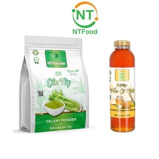 Combo Bột Cần Tây sấy lạnh nguyên chất NTPOWDER 100gr và Mật Ong hoa cafe NTFOOD 330ml - Nhất Tín Food