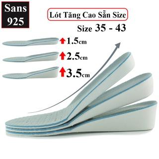 Lót giày tăng chiều cao 3.5cm 2.5cm 1.5cm Sans925 miếng nâng gót độn đế thoáng khí cỡ size 35 36 37 38 39 40 41 42 43