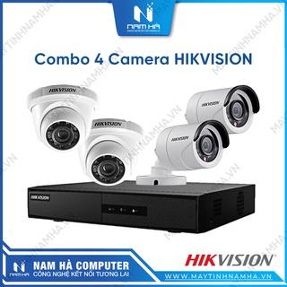 Trọn bộ 4 Camera Hikvision 2MP Full HD 1080p - Đầu ghi hình 4 kênh - Đủ Phụ Kiện Chính Hãng