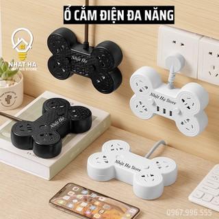 Ổ Chia Điện Không Dây Hình Xương Nhật Hạ Dây Dài 3m, 5m Có 3 Cổng USB Ổ cắm điện đa năng mini thông minh OD-816