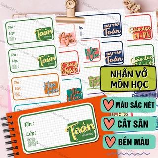 Nhãn Vở Môn Học 🌈𝑭𝒓𝒆𝒆𝒔𝒉𝒊𝒑 Nhãn vở Cấp 1, Cấp 2, Cấp 3, Đại học - Cắt Sẵn - Sticker cute dễ thương dán nhãn tập