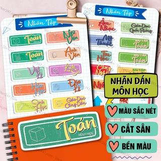 Nhãn vở Môn Học 🌈𝑭𝒓𝒆𝒆𝒔𝒉𝒊𝒑 Sticker Cute Trang Trí Nhãn Vở dùng phân trang, dán gáy trang trí sổ, tập - Cắt Sẵn