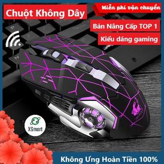 Chuột Không Dây Gaming Wolf X8 LED 7 Màu RGB, Pin Có Thể Sạc Dùng Cực Lâu, Chuột Chơi Game Không Dây