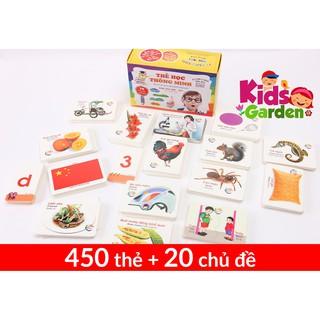 Bộ thẻ học thông minh, thẻ flashcard cho bé, thẻ hình con vật, chữ cái cho bé 1, 2, 3, 4, 5 tuổi với 450 thẻ, 20 chủ đề