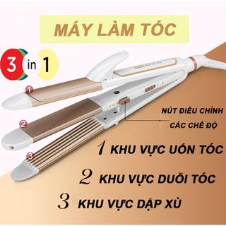 Máy Làm Tóc 3 in 1 Máy Duỗi/Uốn/Dập Xù Tóc Đa Năng Tiện Lợi