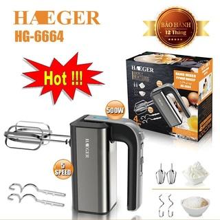 Máy đánh trứng cầm tay Haeger 500w,máy trộn mini làm bánh chuyên nghiệp 5 tốc độ điều chỉnh dễ dàng.Bảo Hành 12 tháng