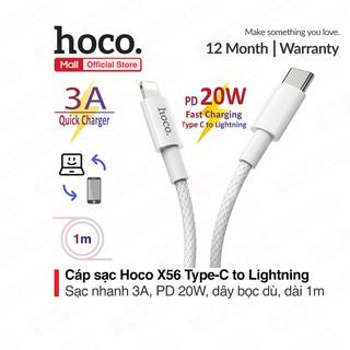 Cáp sạc Nhanh iPhone 12,12Pro max, PD 20W HOCO X56 Type-C to Lightning, truyền dữ liệu và sạc nhanh 3A