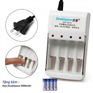 Combo bộ sạc pin đa năng Doublepow DP-B02 và 4 pin sạc dung lượng cao Doublepow AA 3000mAh