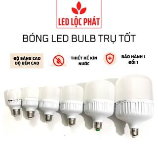 Bóng đèn led bulb trụ kín nước tốt bền 10w 15w 20w 30w 40w 50w siêu sáng, led búp tròn đui e27 tiết kiệm điện