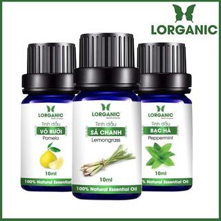 [FREE SHIP 50K] Combo 3 loại tinh dầu sả chanh, vỏ bưởi và bạc hà nguyên chất Lorganic 10ml/chai