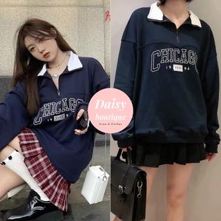 Áo Khoác Nam Nữ, Áo Khoác Sweater Khoá Cổ Chicago Chất Liệu Nỉ Mềm Mại Daisy Boutique SP000681