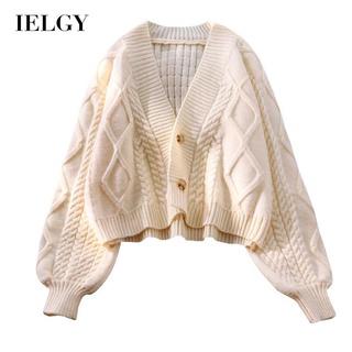 Áo khoác cardigan IELGY dệt kim dáng ngắn rộng tay dài phồng có mùi thơm nhẹ phong cách Hàn Quốc thời trang cho nữ