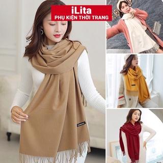 Khăn quàng cổ nữ mùa đông len cashmere choàng cổ đẹp giữ ấm đủ màu trơn đen, vàng, đỏ, be, xanh dương, tím, rêu, hồng