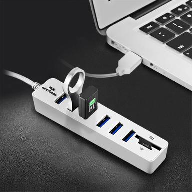 Bộ chia 6 cổng USB 2.0 kiêm đầu đọc thẻ nhớ SD/TF 2 trong 1 cho laptop