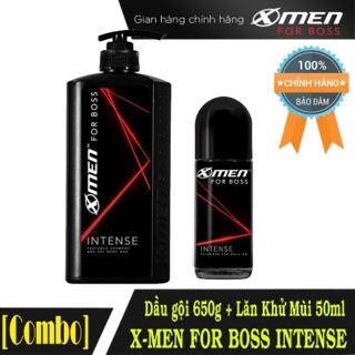 Combo Dầu gội  Dầu gội nước hoa X-Men for Boss Intense 650g+ Lăn khử mùi Xmen