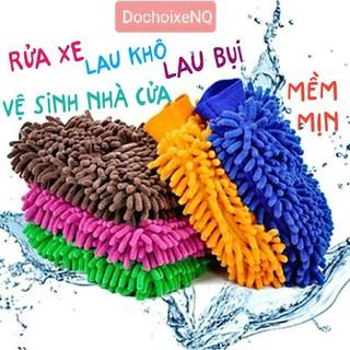 Bao găng tay rửa xe sợi microfiber chuyên dùng lau rửa xe hơi,xe máy ô tô vệ sinh nhà cửa (màu ngẫu nhiên)