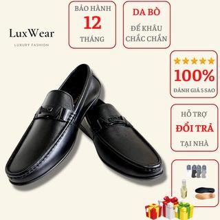 [Mã BMINC50 giảm 50K đơn 99K] Giày lười nam da bò cao cấp đế khâu LuxWear Moccasins shoes màu đen bảo hành 12 tháng GM03