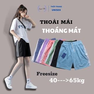 Quần Short Lửng 3 Sọc Unisex Nam Nữ Lapi VN, Freesize Đến 65kg, Chất Thun Dày Dặn Có Dây Rút, Quần Đùi 3 Line Phối Màu