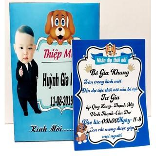 Set 10 THIỆP MỜI SINH NHẬT, thôi nôi, đầy tháng bé trai bé gái - Thiết kế ghép hình và in sẵn nội dung