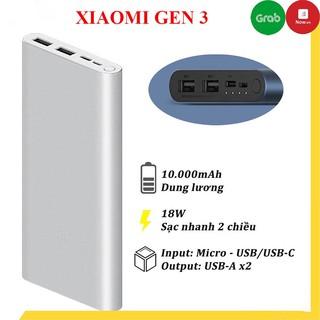 Sạc Dự Phòng Chính Hãng Xiaomi💥 Pin Sạc Dự Phòng Xiaomi Gen 3 Dung Lượng 10000 Mah 2 Cổng Sạc - Bảo Hành 3 Tháng