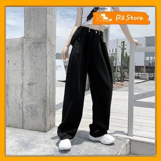 Quần Jean Ống Rộng Gài Eo Ulzzang Basic Unisex cực tôn dáng Rô Store QD17