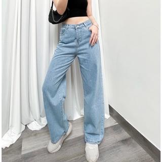 Quần jean nữ ống rộng ❤️ Quần bò nữ lưng cao dáng suông basic chất bò mềm - QJ12 - Happy Style