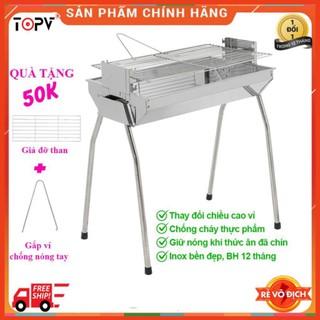 Bếp nướng than hoa TopV VCM lò nướng than inox đứng gấp gọn dã ngoại bbq ngoài trời quay thịt bếp than củi TopvHCM