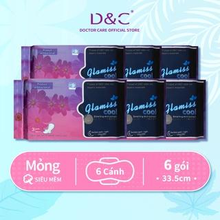 Combo 6 gói băng vệ sinh thảo dược Glamiss Cool ban đêm 33.5 cm siêu mát lạnh