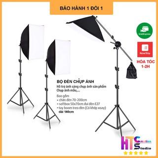 Bộ đèn chụp ảnh sản phẩm studio, quay phim, livestream chuyên nghiệp, Chân đèn cao 2m kèm Softbox 50x70cm