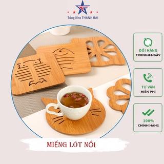 Miếng Lót Ly, Lót Nồi, Lót Cốc Chén Bằng Gỗ Hình Dễ Thương Kích Thước 14*14cm