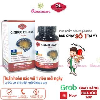 Bổ não Ginkgo Biloba 120mg của Olympian Labs nhập khẩu từ Mỹ, tăng trí nhớ, hoạt huyết tuần hoàn não Hộp 30 viên