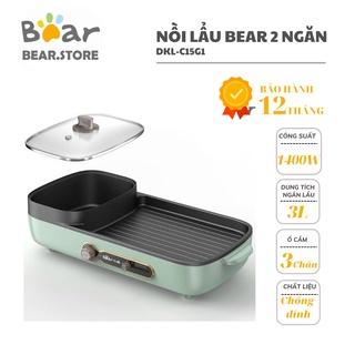 Bếp Nướng Và Lẩu BEAR, Nồi Lẩu Điện 2IN1 Cho Gia Đình DKL-C15G1 (Bảo Hành 12 Tháng)