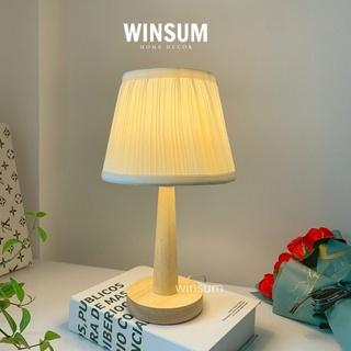 Đèn ngủ thân gỗ để bàn Decor, kiểu dáng vintage (đã bao gồm bóng đèn) - Winsum.decor