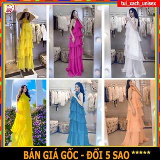 ❤️ CHẤT BAO ĐẸP ❤️ ĐẦM MAXI 5 TẦNG CỔ CỘT NƠ YẾM KẾT HOA - VÁY VOAN LỤA DỰ TIỆT ĐI BIỂN NỮ BÈO XÒE CÓ LÓT KHÔNG TAY