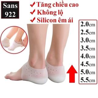 Vớ tất tăng chiều cao silicon không lộ Sans922 êm chân thoáng khí miếng lót giày độn đế nâng gót cao cấp chống trượt