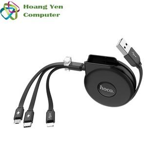 Cáp Sạc 3 Đầu Dây Rút Hoco U50 IP- Micro Usb-Type C 1M-BH 6 Tháng 1 đổi 1 (MÀU SẮC NGẪU NHIÊN)