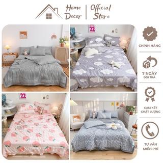 Bộ chăn ga gối Cotton Đũi 4 món chăn chần nhập khẩu cao cấp miễn phí bo chun drap ga giường - Home Decor