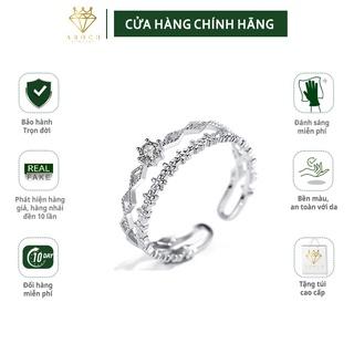 Nhẫn nữ hở freesize,hợp với mọi kích cỡ ngón tay,bạc s925 ren đôi nhỏ xinh J4728- AROCH Jewelry